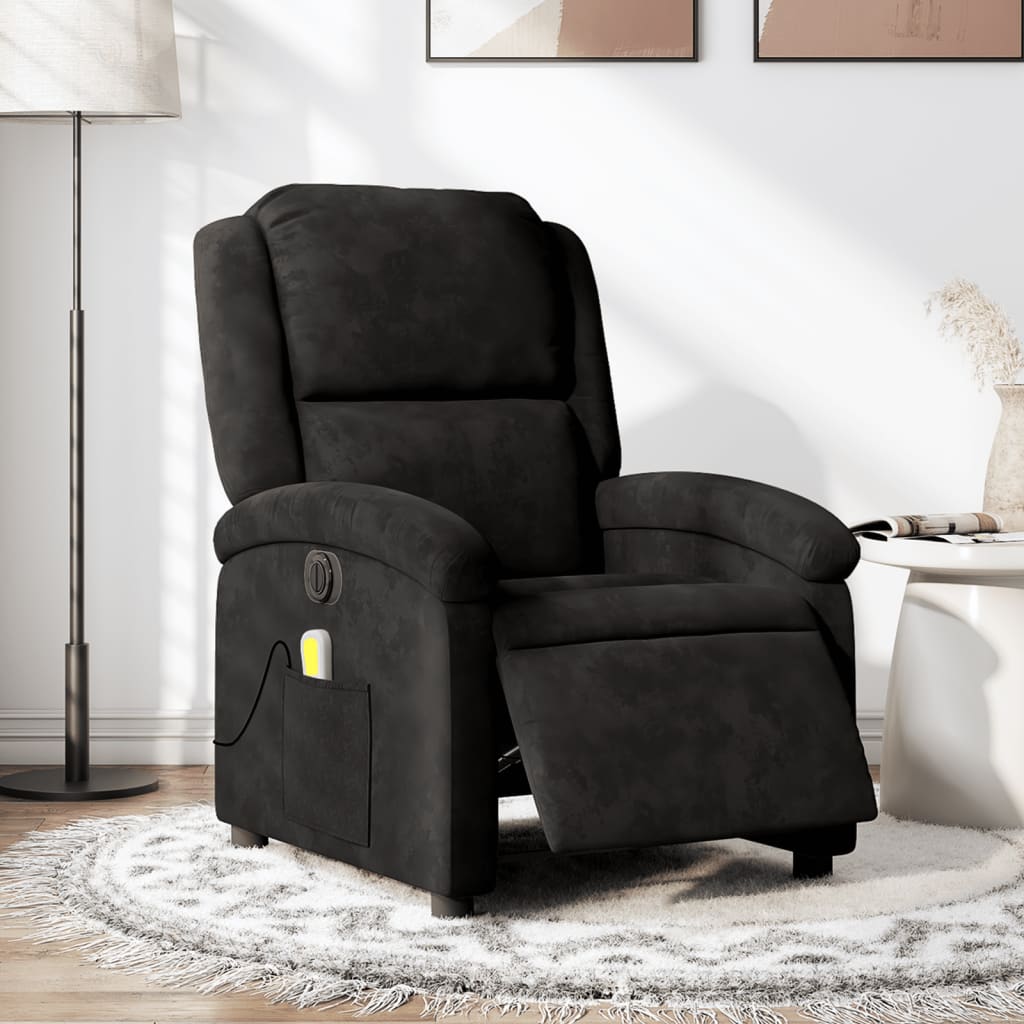 Fauteuil inclinable de massage électrique noir velours - XIOS