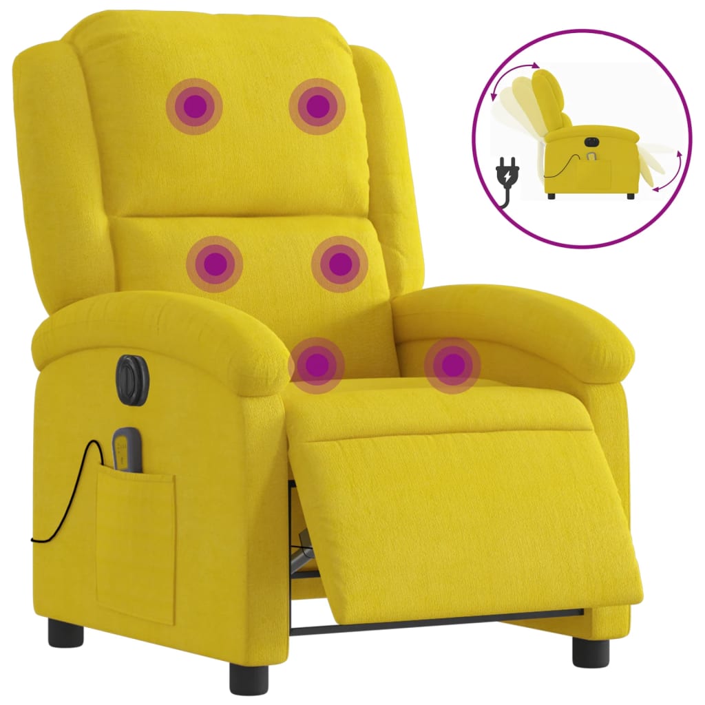 Fauteuil inclinable de massage électrique jaune velours - XIOS
