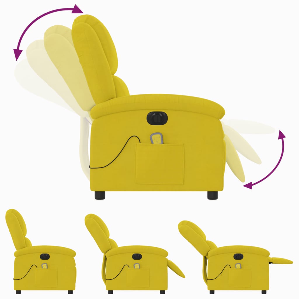 Fauteuil inclinable de massage électrique jaune velours - XIOS