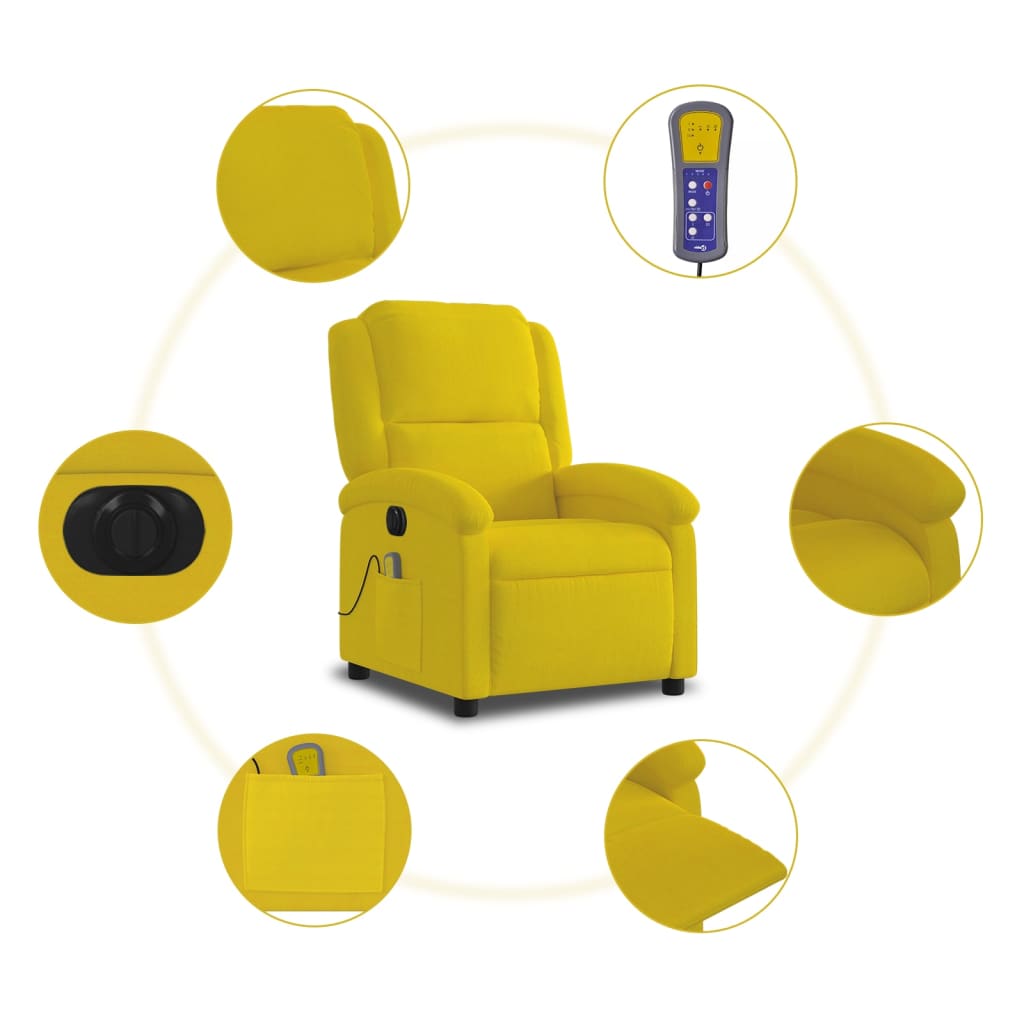 Fauteuil inclinable de massage électrique jaune velours - XIOS