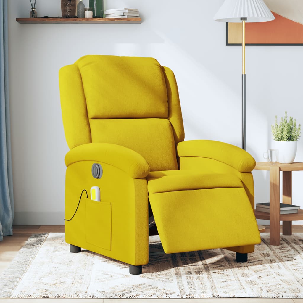 Fauteuil inclinable de massage électrique jaune velours - XIOS