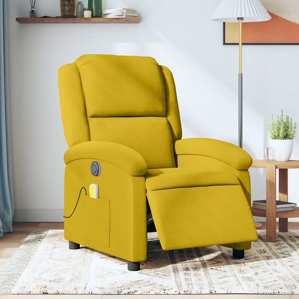 Fauteuil inclinable de massage électrique jaune velours - XIOS