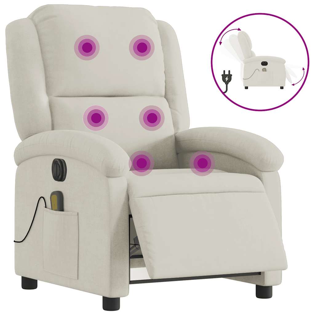 Fauteuil inclinable de massage électrique crème velours - XIOS