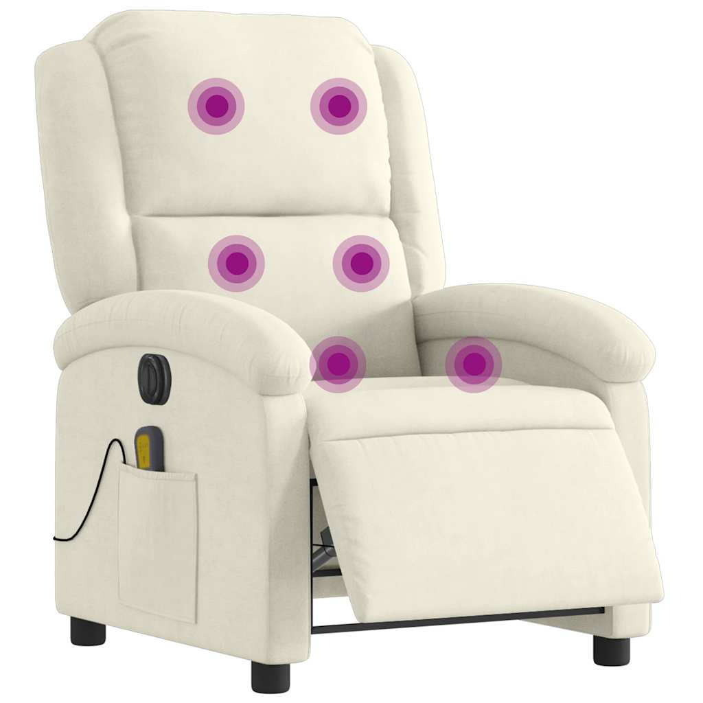 Fauteuil inclinable de massage électrique crème velours - XIOS