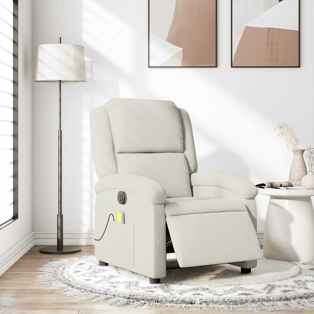 Fauteuil inclinable de massage électrique crème velours - XIOS