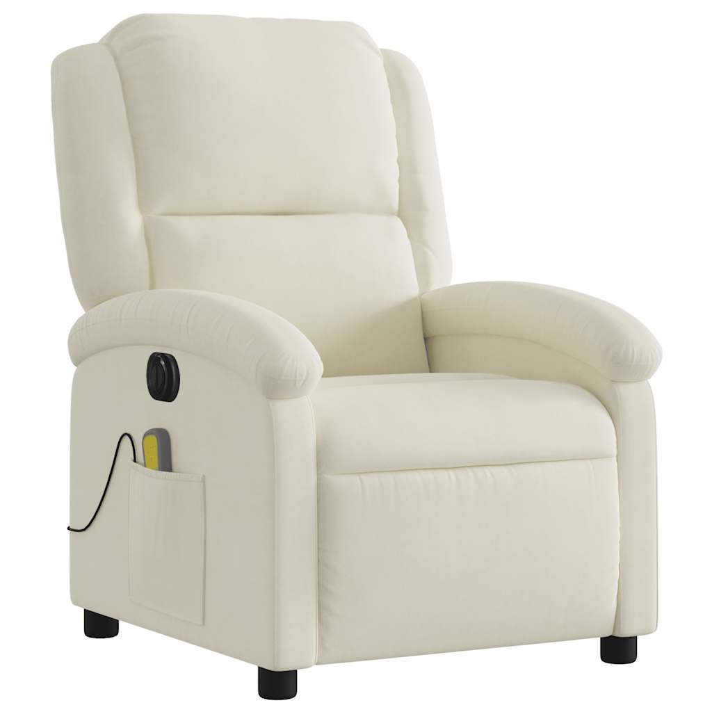 Fauteuil inclinable de massage électrique crème velours - XIOS