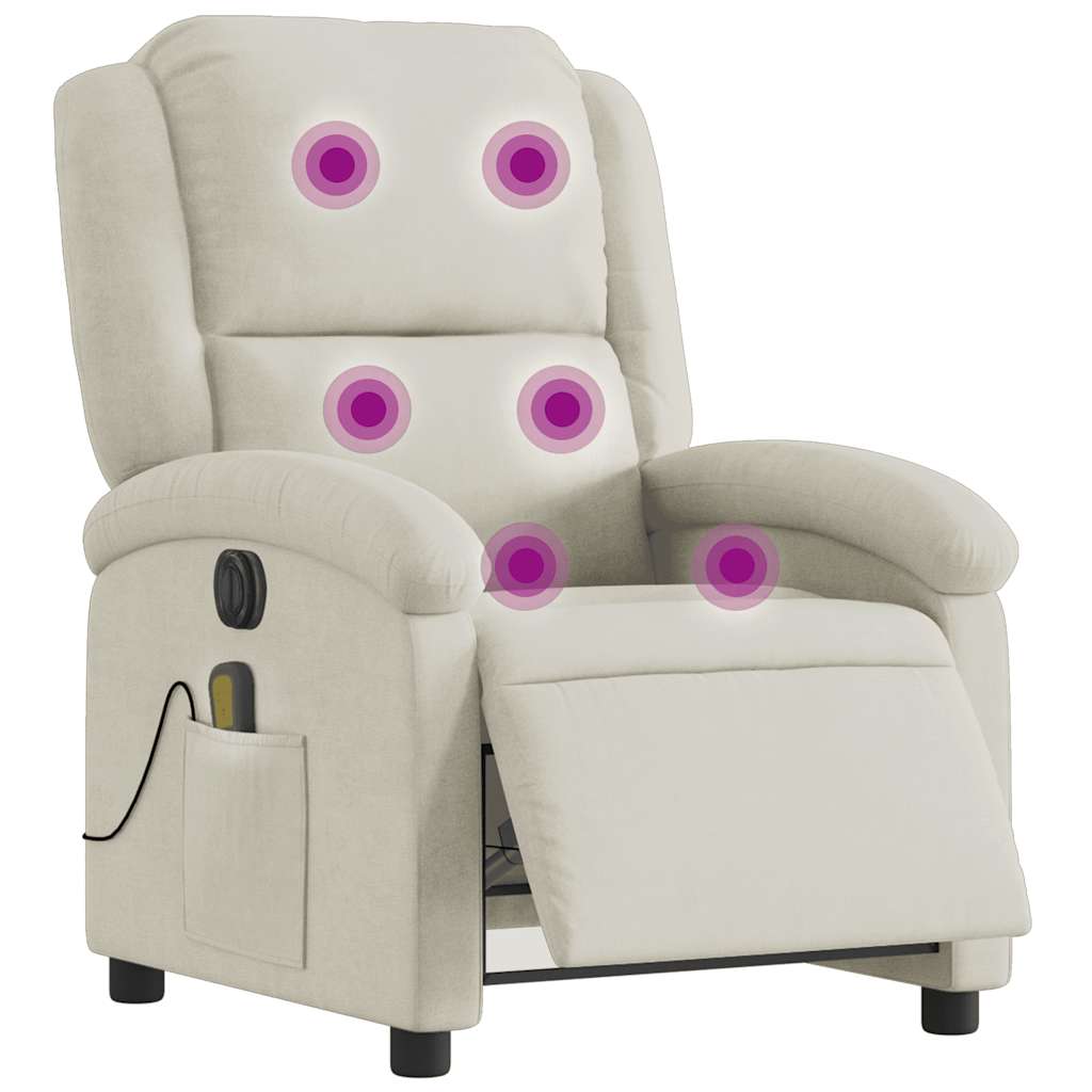 Fauteuil inclinable de massage électrique crème velours - XIOS