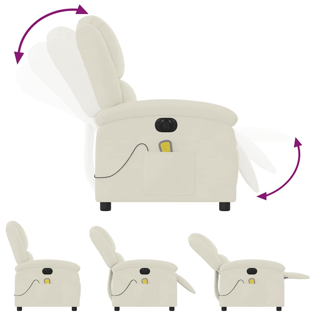 Fauteuil inclinable de massage électrique crème velours - XIOS