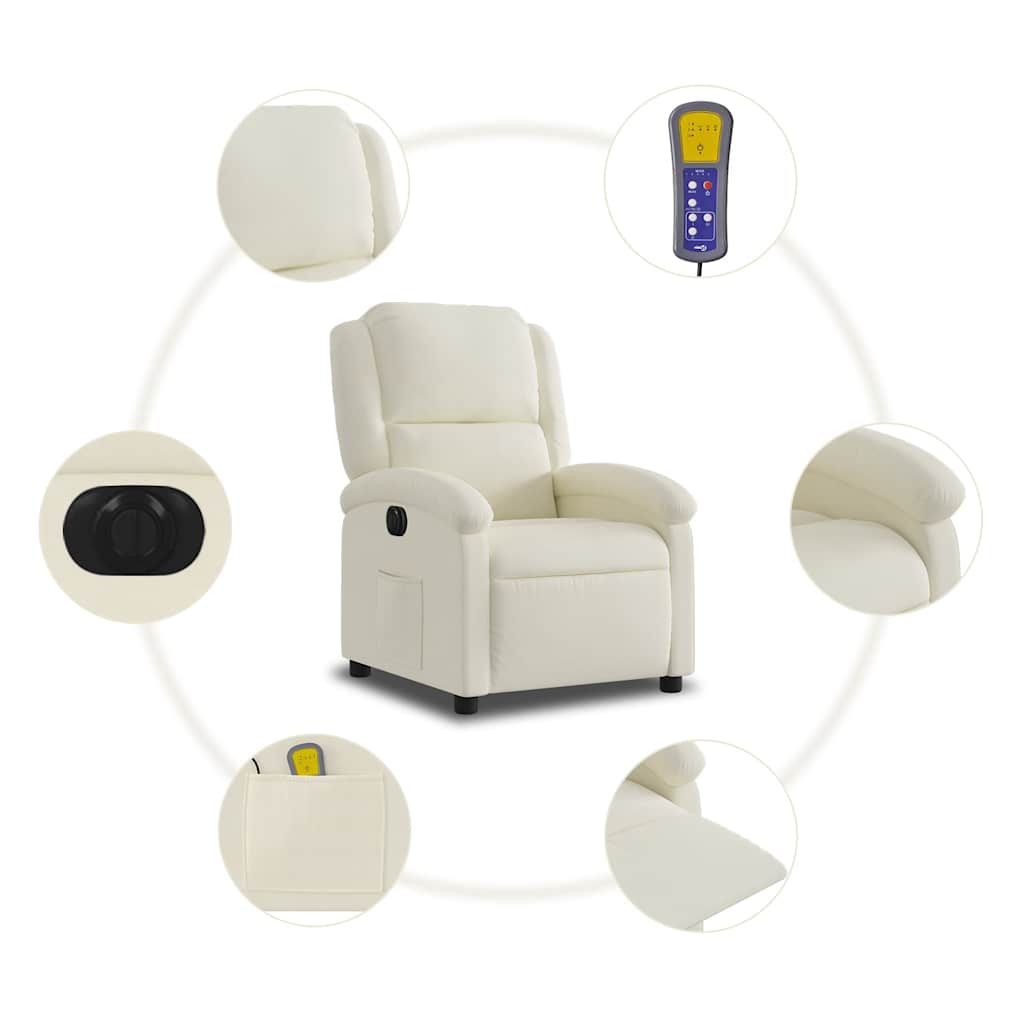 Fauteuil inclinable de massage électrique crème velours - XIOS