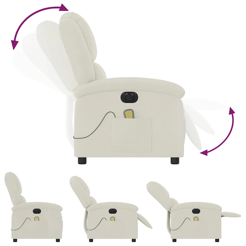 Fauteuil inclinable de massage électrique crème velours - XIOS