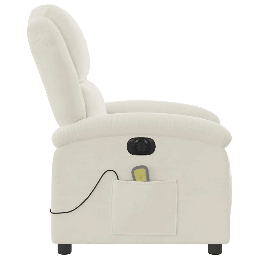 Fauteuil inclinable de massage électrique crème velours - XIOS