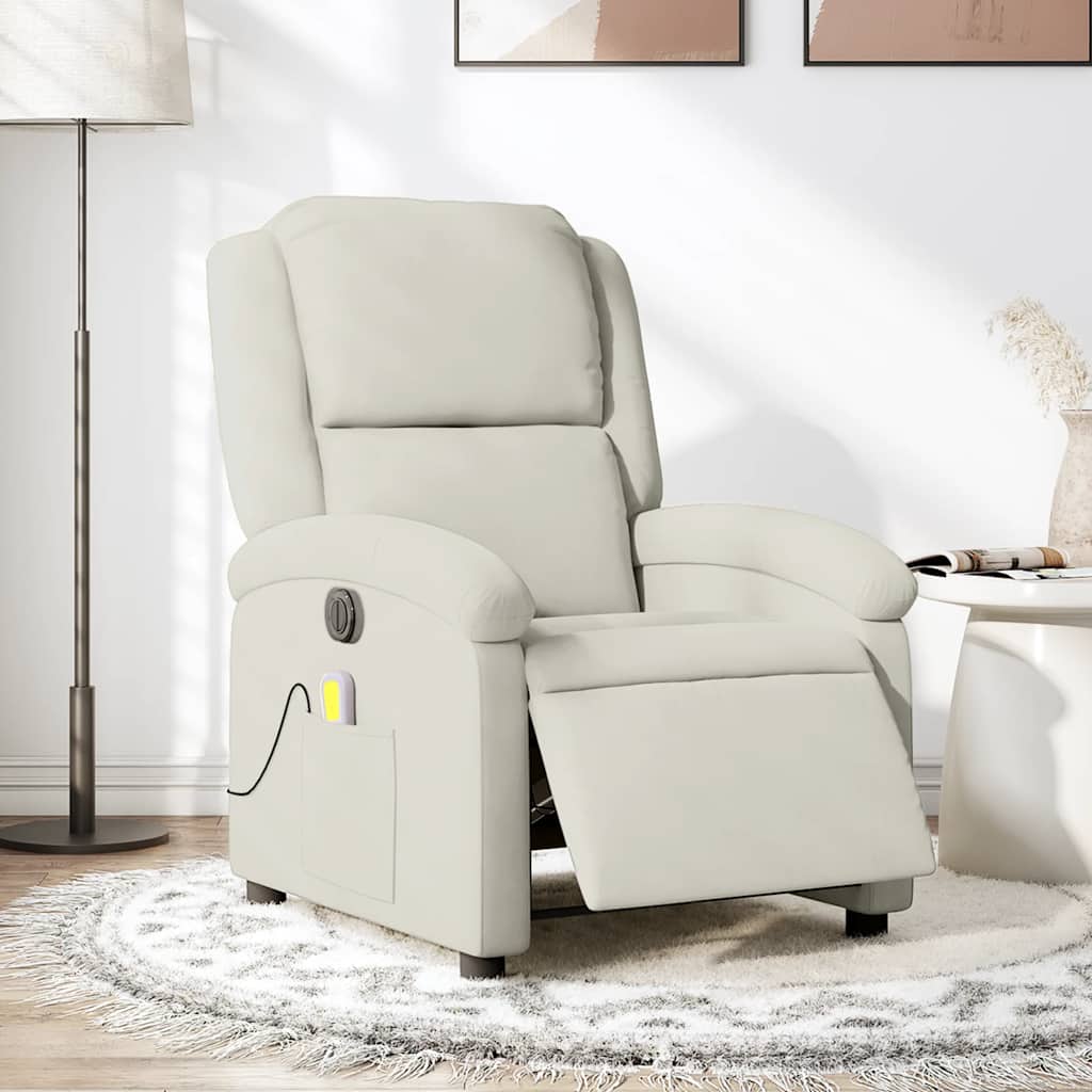 Fauteuil inclinable de massage électrique crème velours - XIOS
