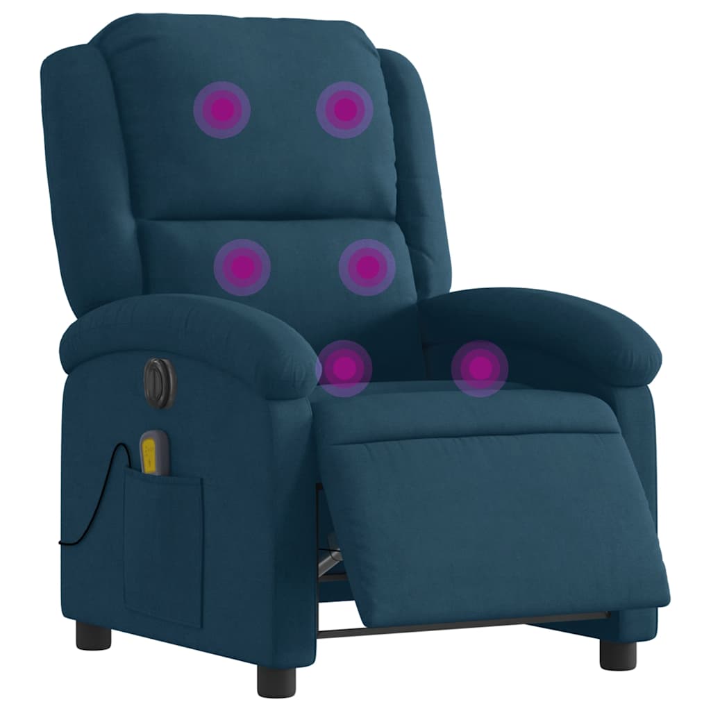 Fauteuil inclinable de massage électrique bleu velours - XIOS