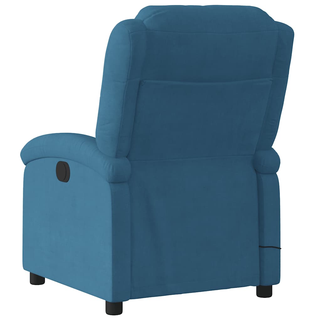 Fauteuil inclinable de massage électrique bleu velours - XIOS