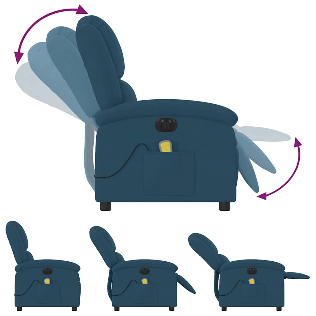 Fauteuil inclinable de massage électrique bleu velours - XIOS