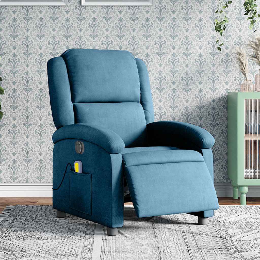 Fauteuil inclinable de massage électrique bleu velours - XIOS