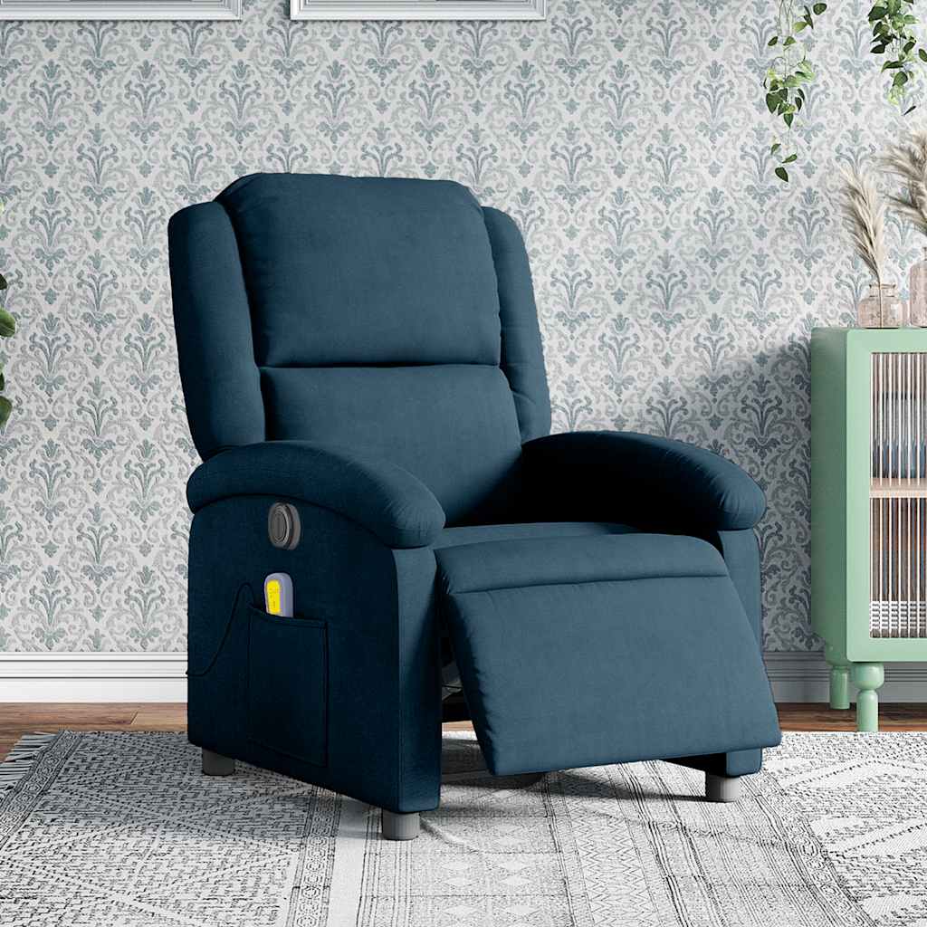 Fauteuil inclinable de massage électrique bleu velours - XIOS