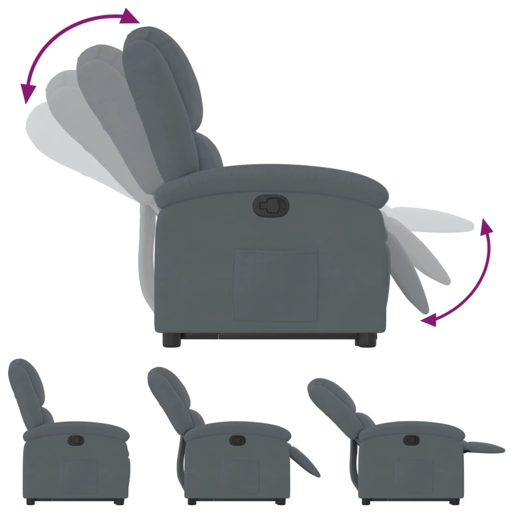 Fauteuil inclinable Gris foncé Velours - XIOS