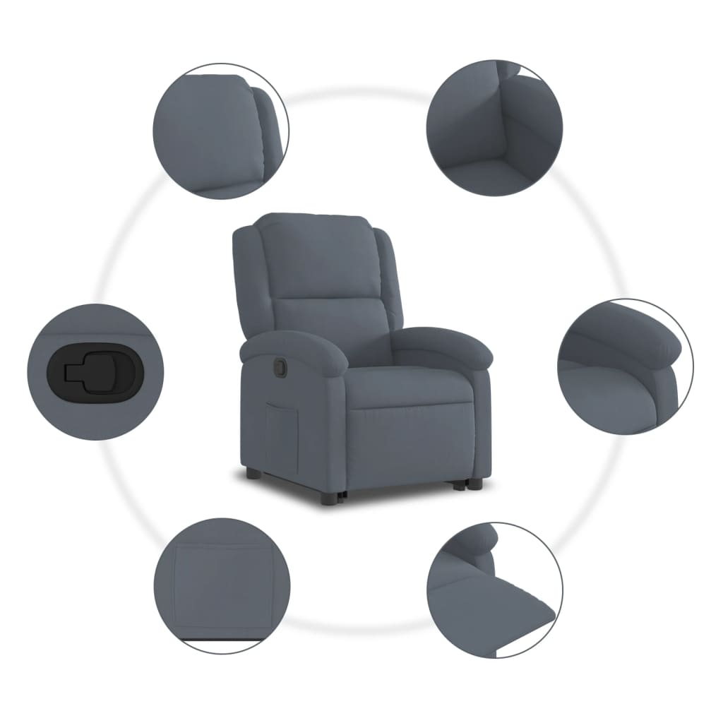 Fauteuil inclinable Gris foncé Velours - XIOS