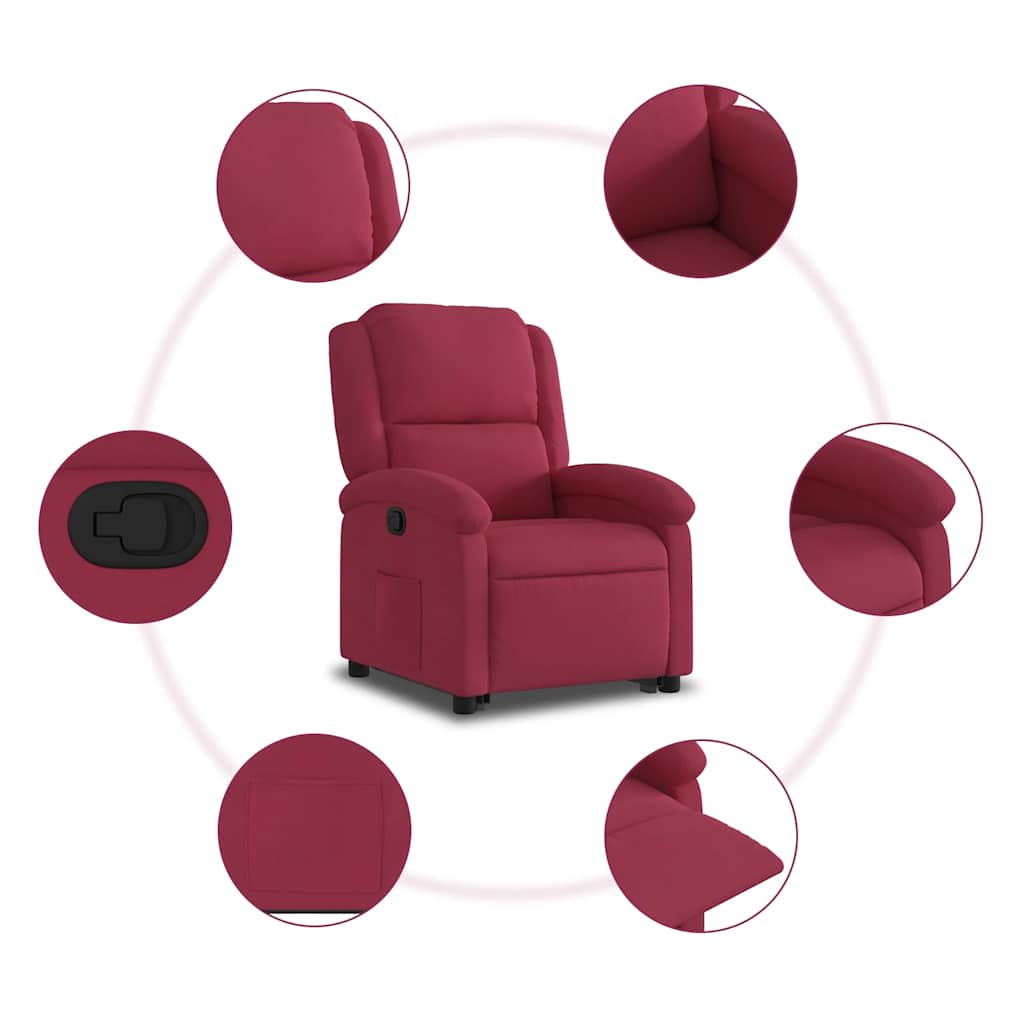 Fauteuil inclinable Rouge bordeaux Velours - XIOS
