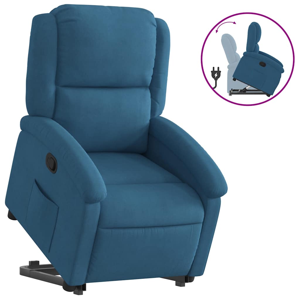 Fauteuil inclinable bleu velours - XIOS