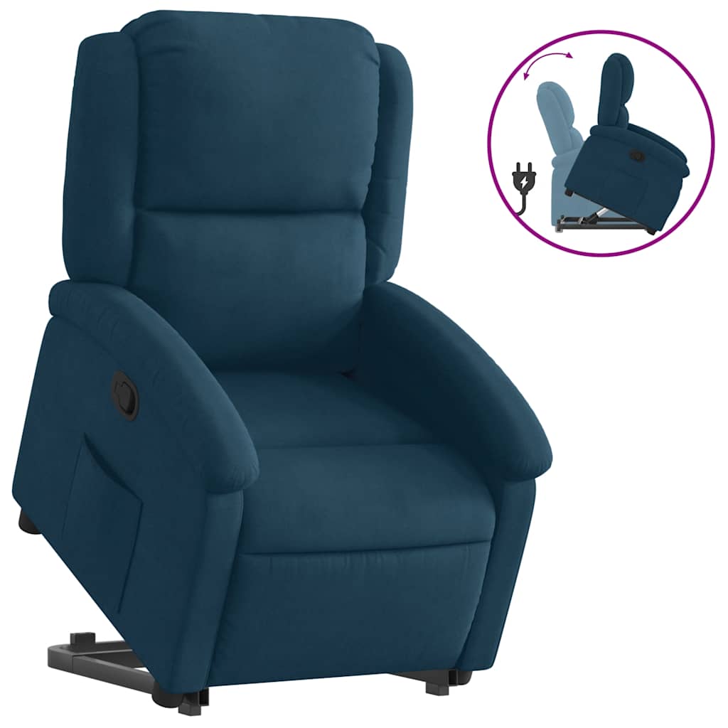 Fauteuil inclinable bleu velours - XIOS
