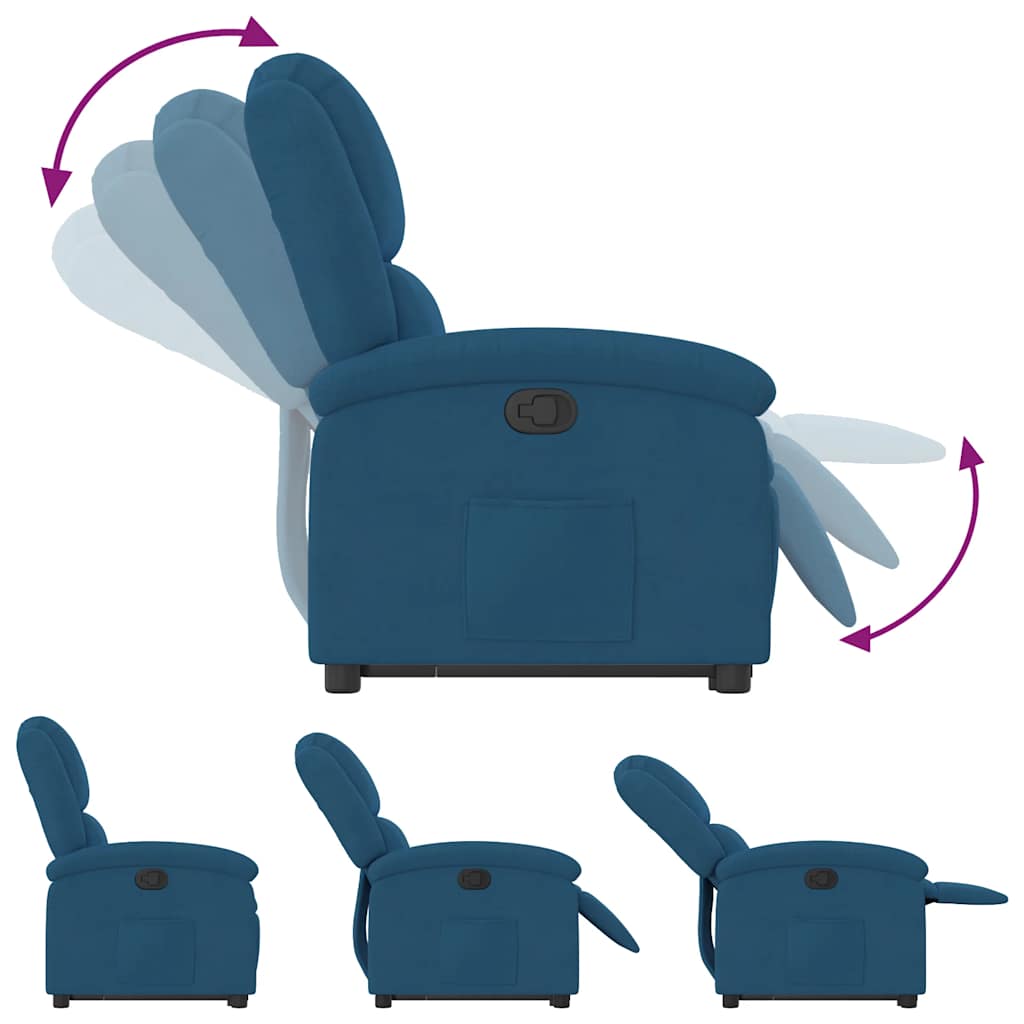 Fauteuil inclinable bleu velours - XIOS
