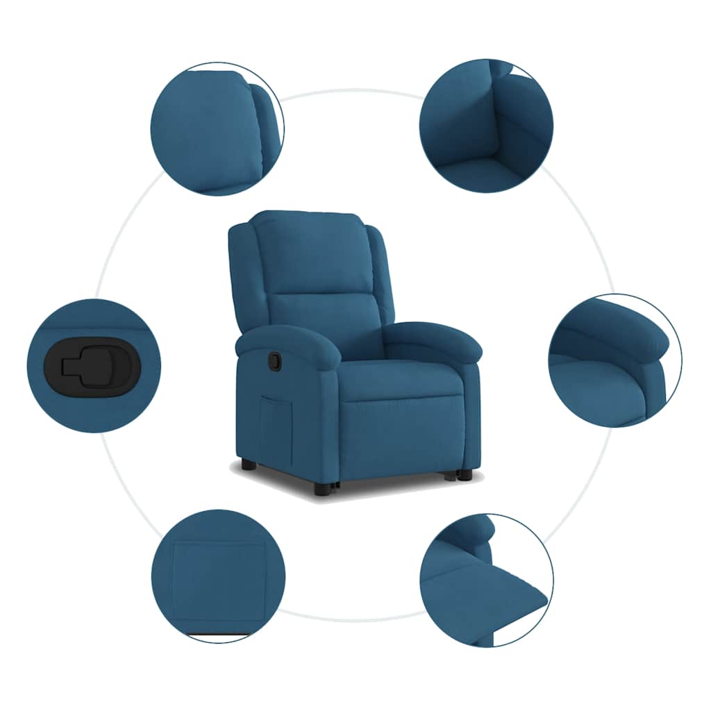 Fauteuil inclinable bleu velours - XIOS