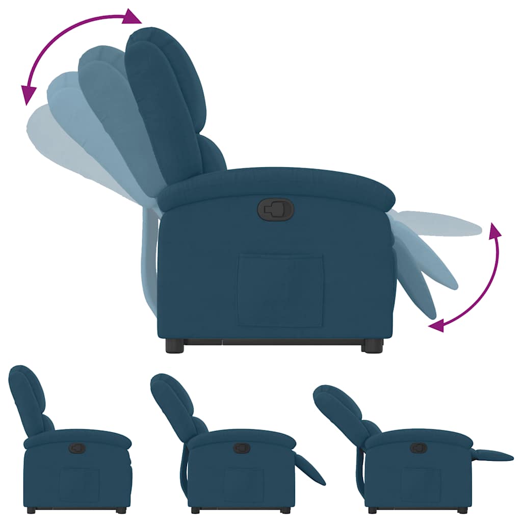 Fauteuil inclinable bleu velours - XIOS