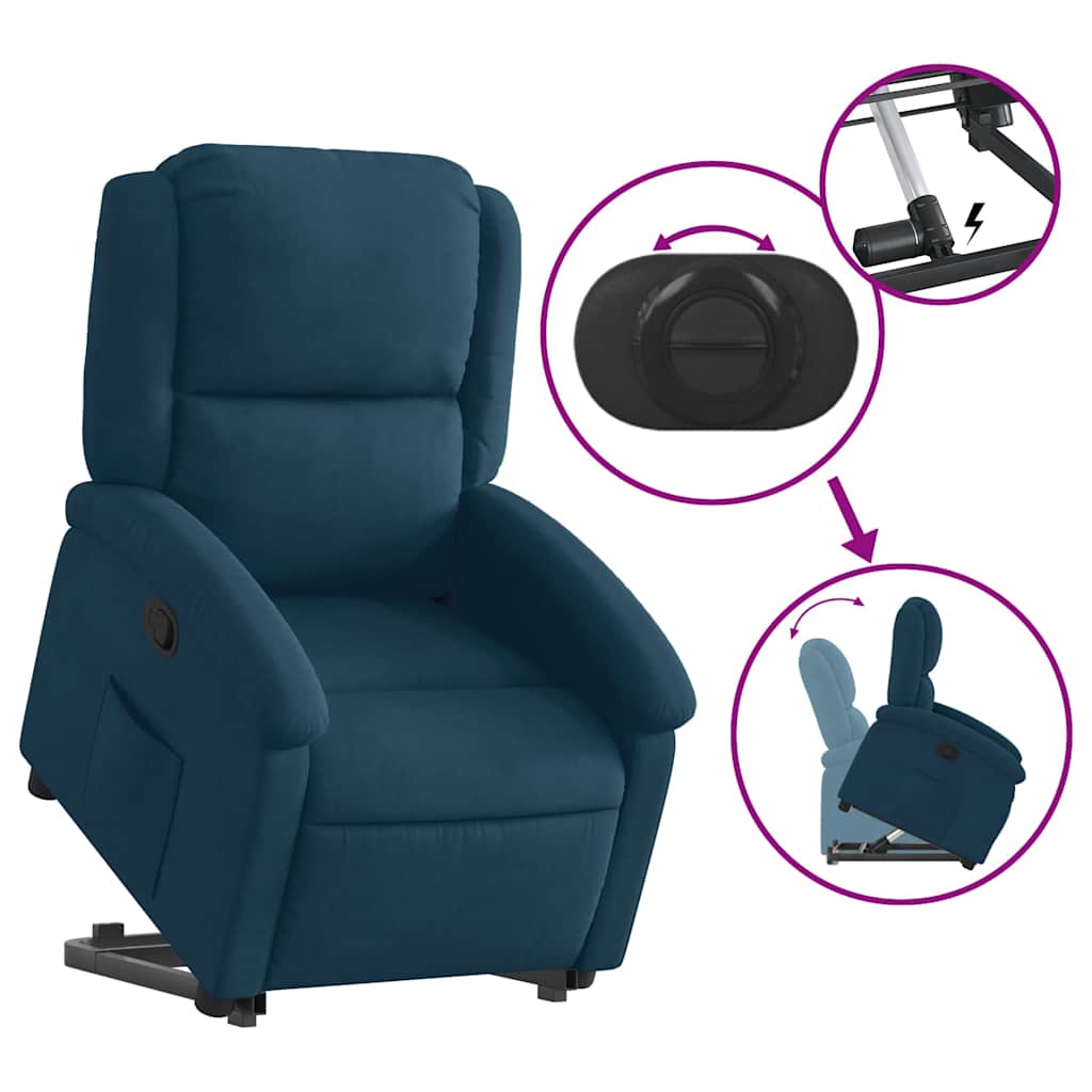 Fauteuil inclinable bleu velours - XIOS