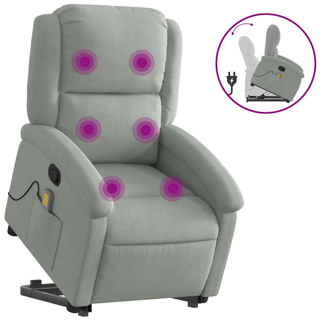 Fauteuil de massage inclinable Gris clair Velours