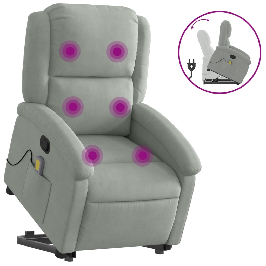 Fauteuil de massage inclinable Gris clair Velours - XIOS