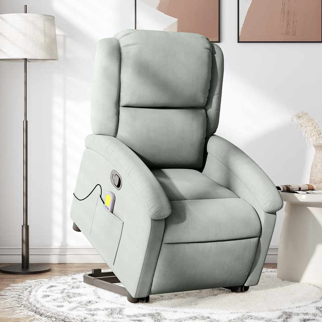 Fauteuil de massage inclinable Gris clair Velours - XIOS