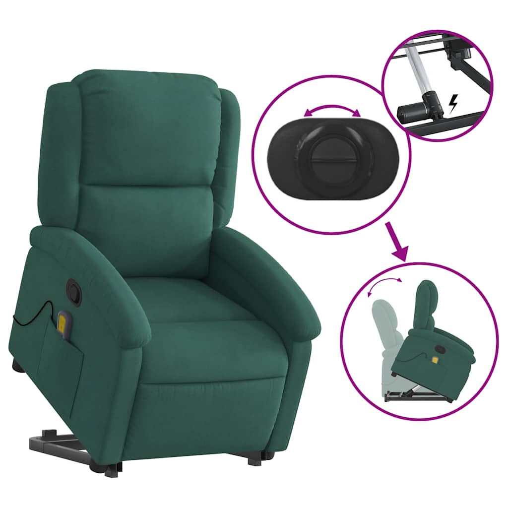 Fauteuil de massage inclinable Vert foncé Velours - XIOS