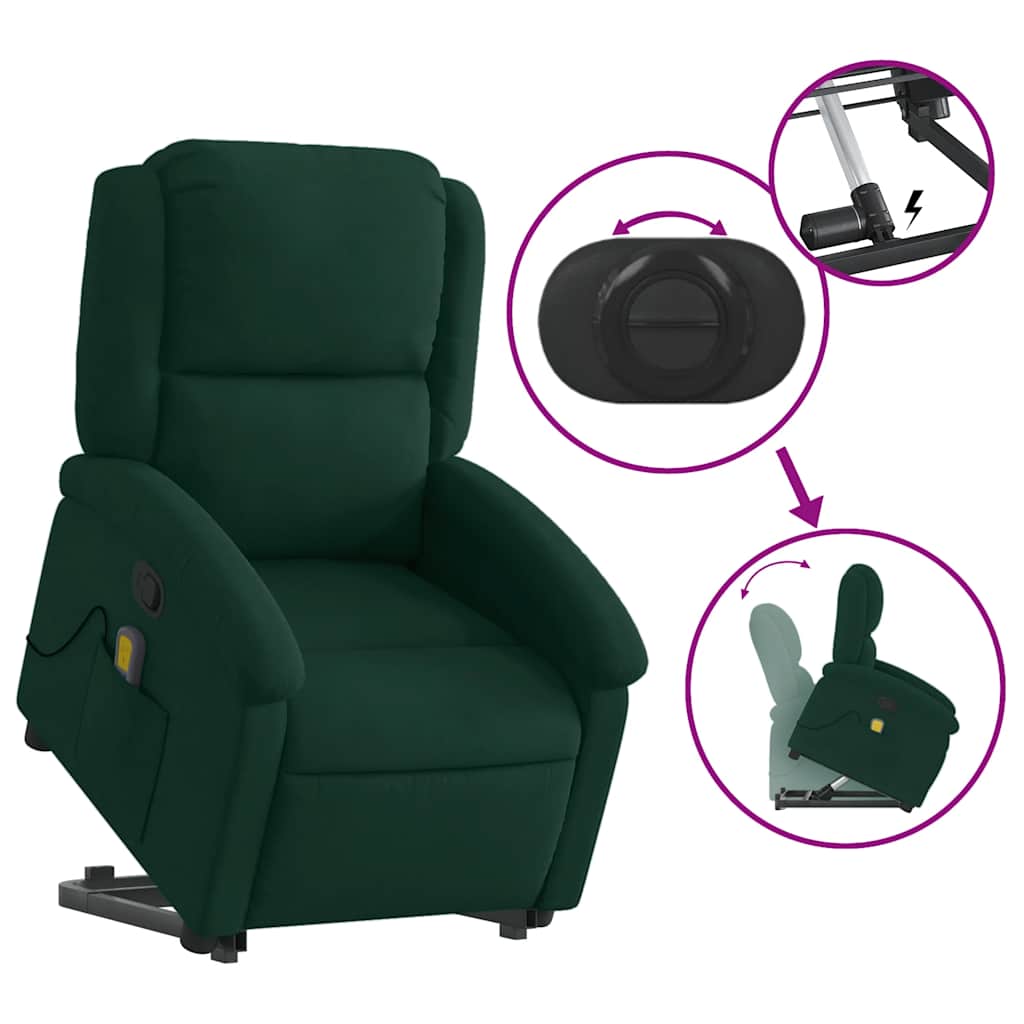 Fauteuil de massage inclinable Vert foncé Velours - XIOS
