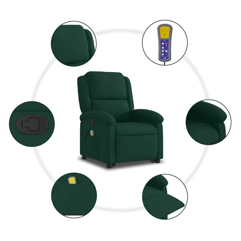 Fauteuil de massage inclinable Vert foncé Velours - XIOS
