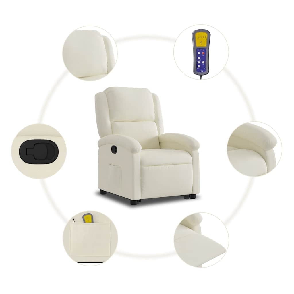 Fauteuil de massage inclinable Crème Velours