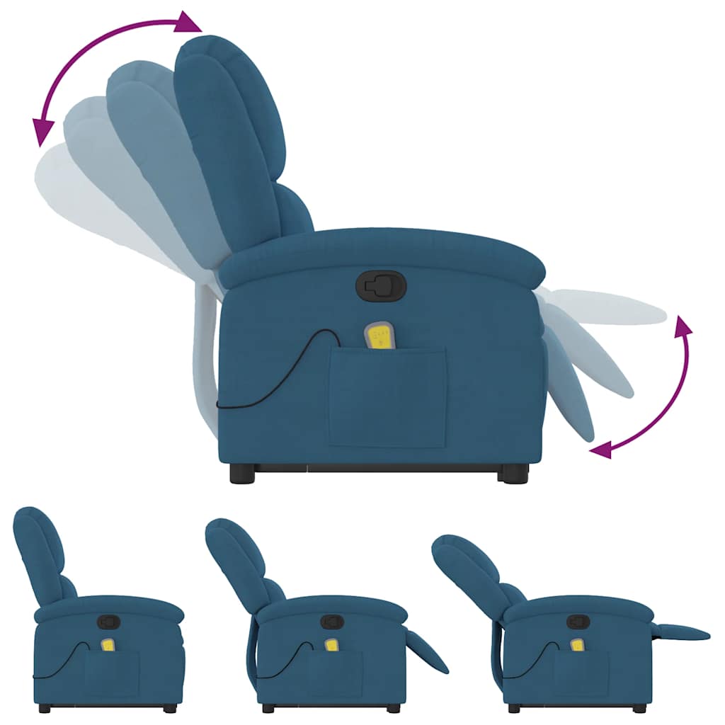 Fauteuil de massage inclinable Bleu Velours