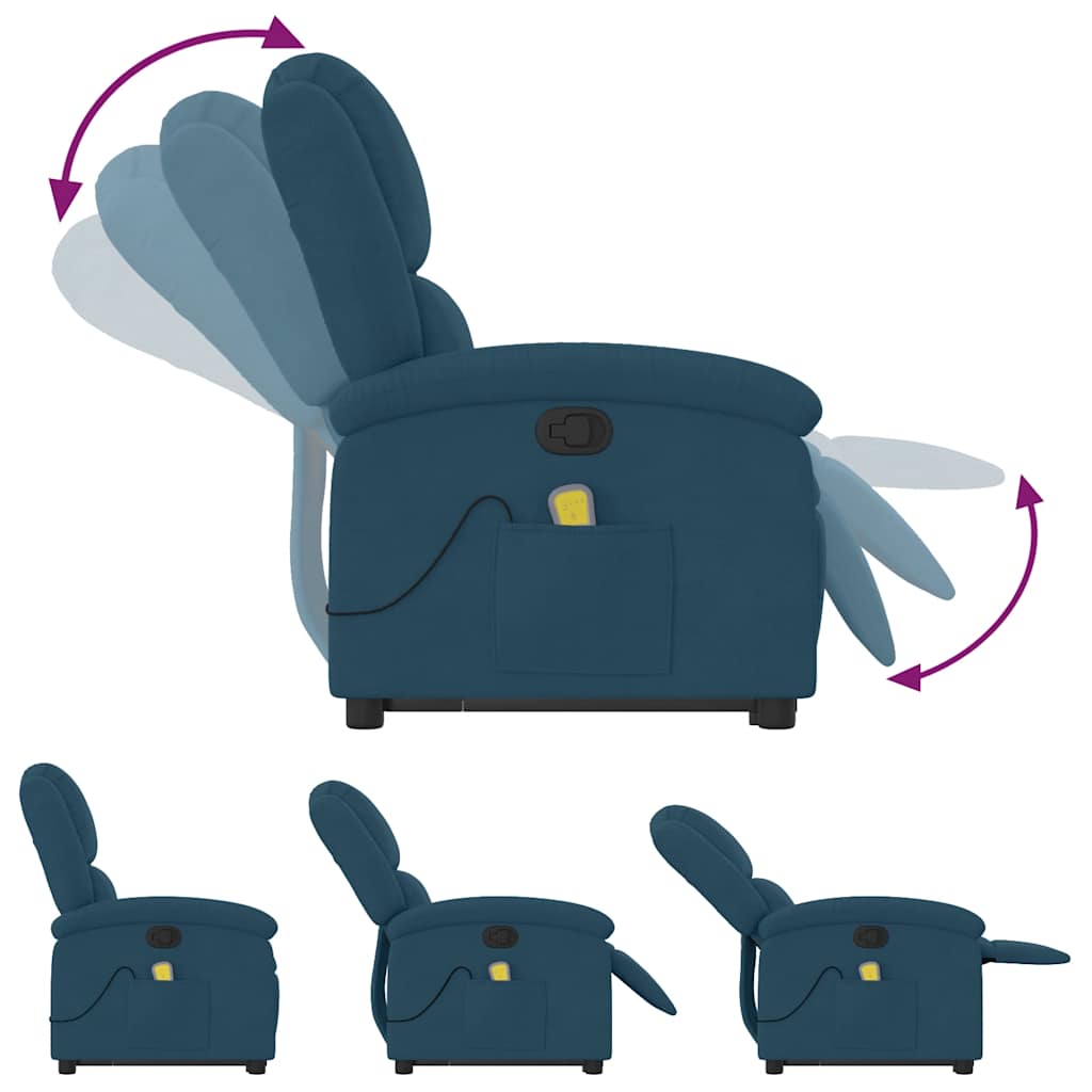 Fauteuil de massage inclinable Bleu Velours - XIOS