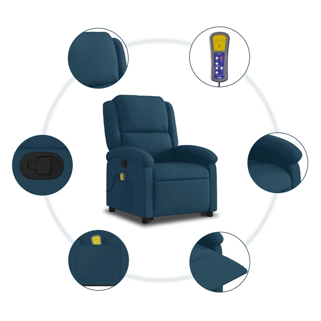 Fauteuil de massage inclinable Bleu Velours - XIOS