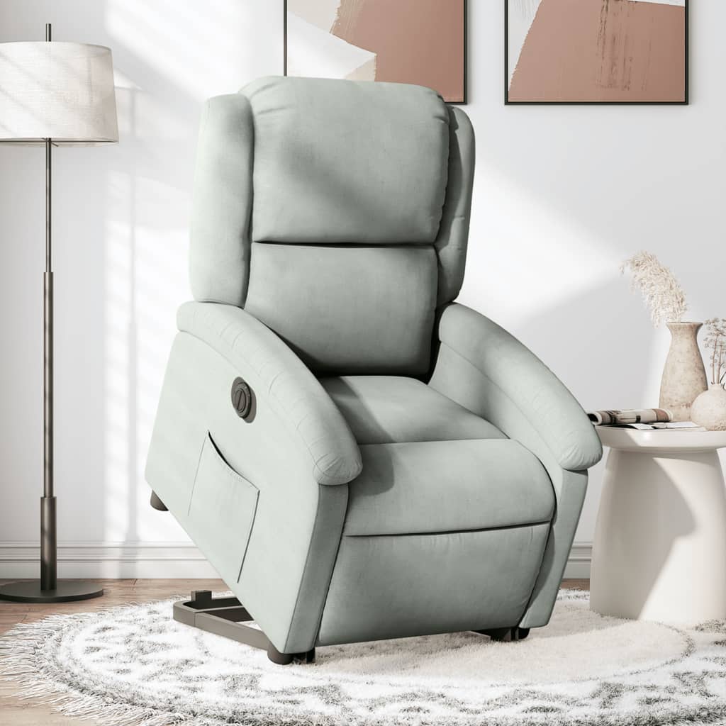 Fauteuil inclinable électrique gris clair velours - XIOS