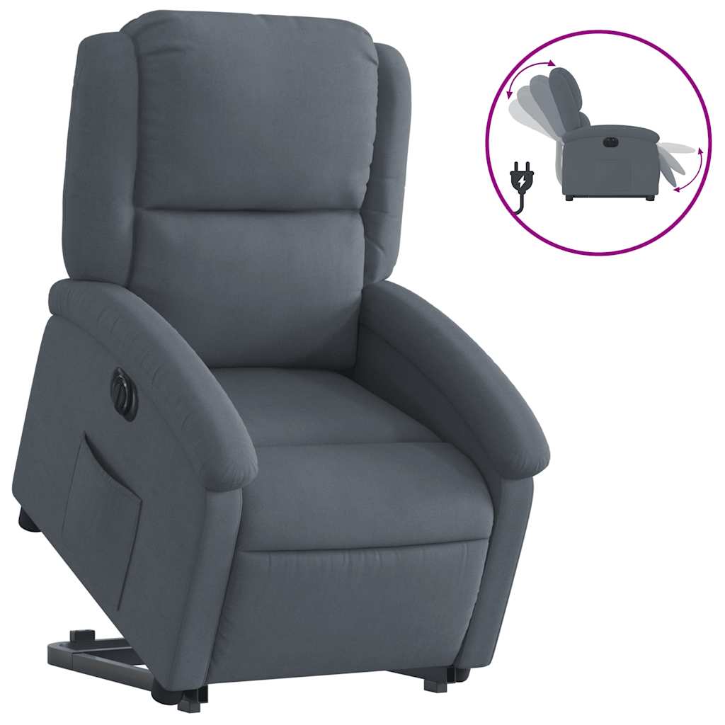 Fauteuil inclinable électrique gris foncé velours - XIOS