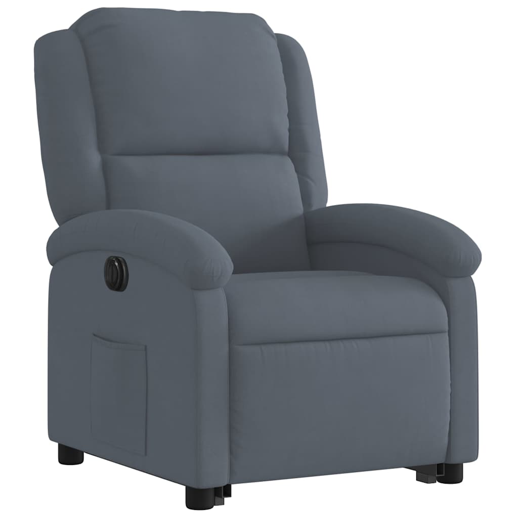 Fauteuil inclinable électrique gris foncé velours - XIOS