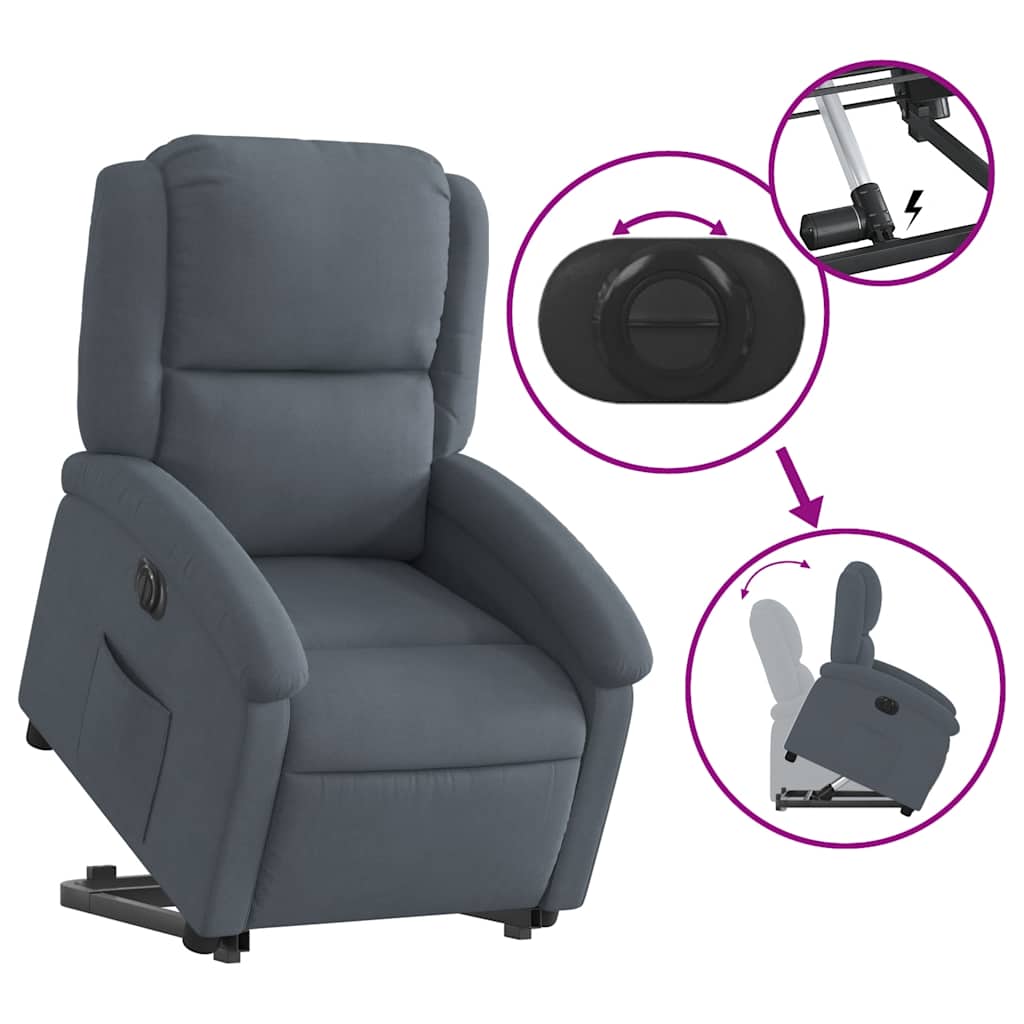Fauteuil inclinable électrique gris foncé velours - XIOS