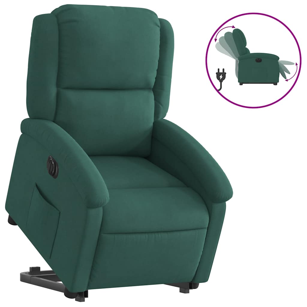 Fauteuil inclinable électrique vert foncé velours - XIOS