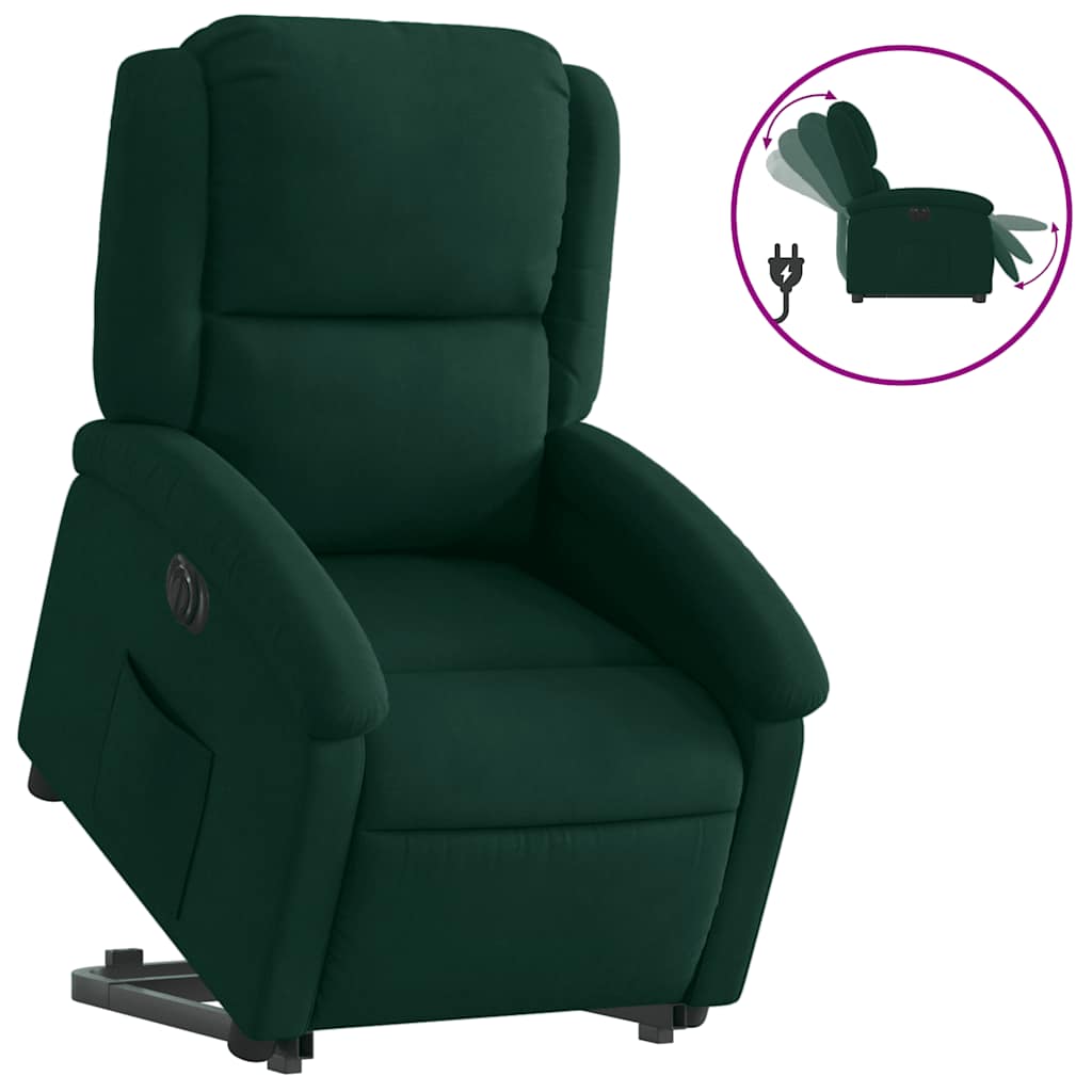 Fauteuil inclinable électrique vert foncé velours - XIOS