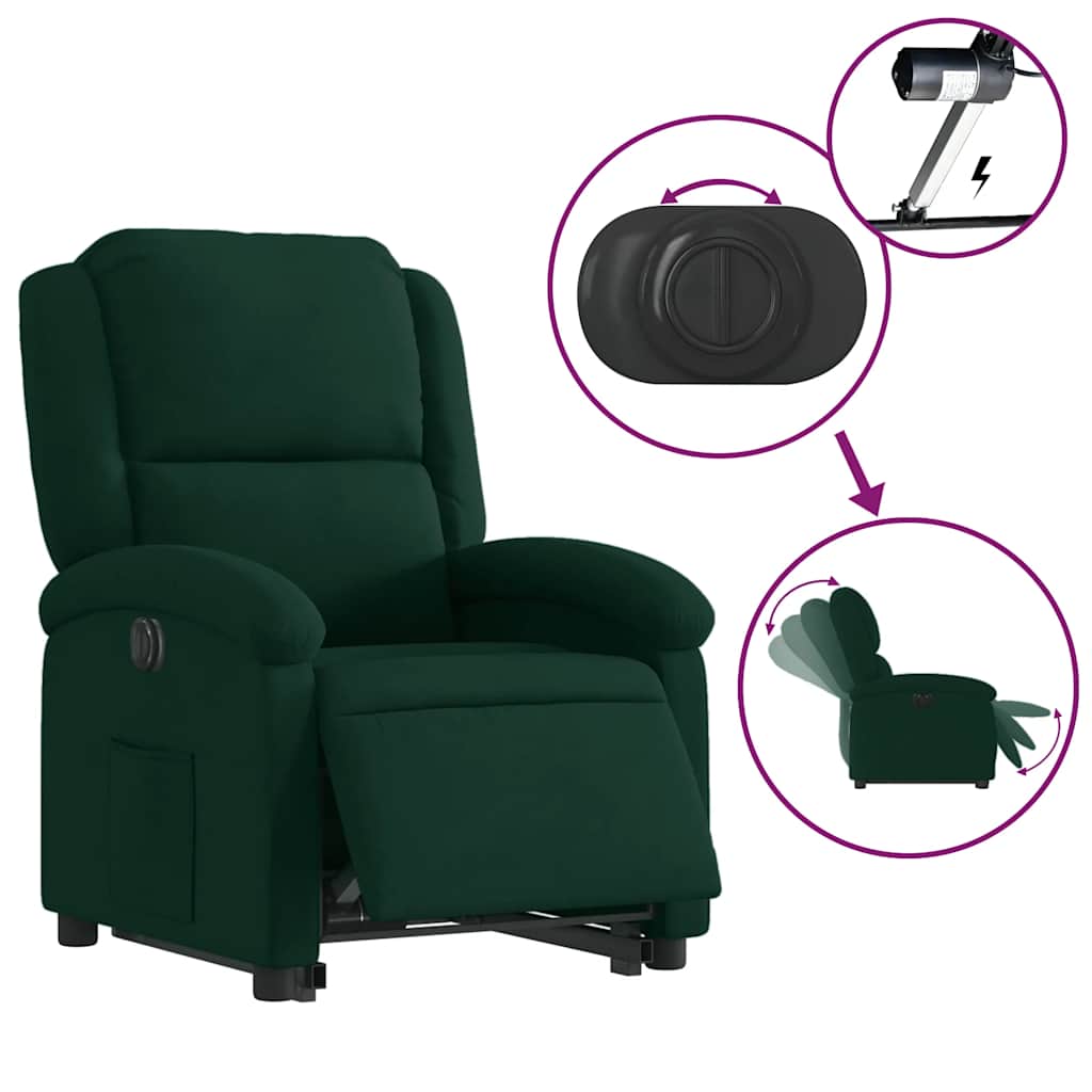 Fauteuil inclinable électrique vert foncé velours - XIOS