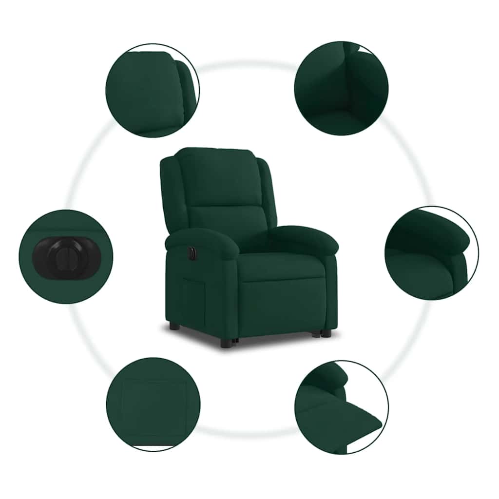 Fauteuil inclinable électrique vert foncé velours - XIOS