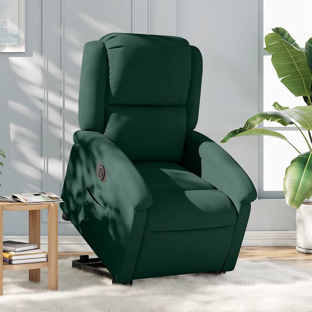 Fauteuil inclinable électrique vert foncé velours - XIOS