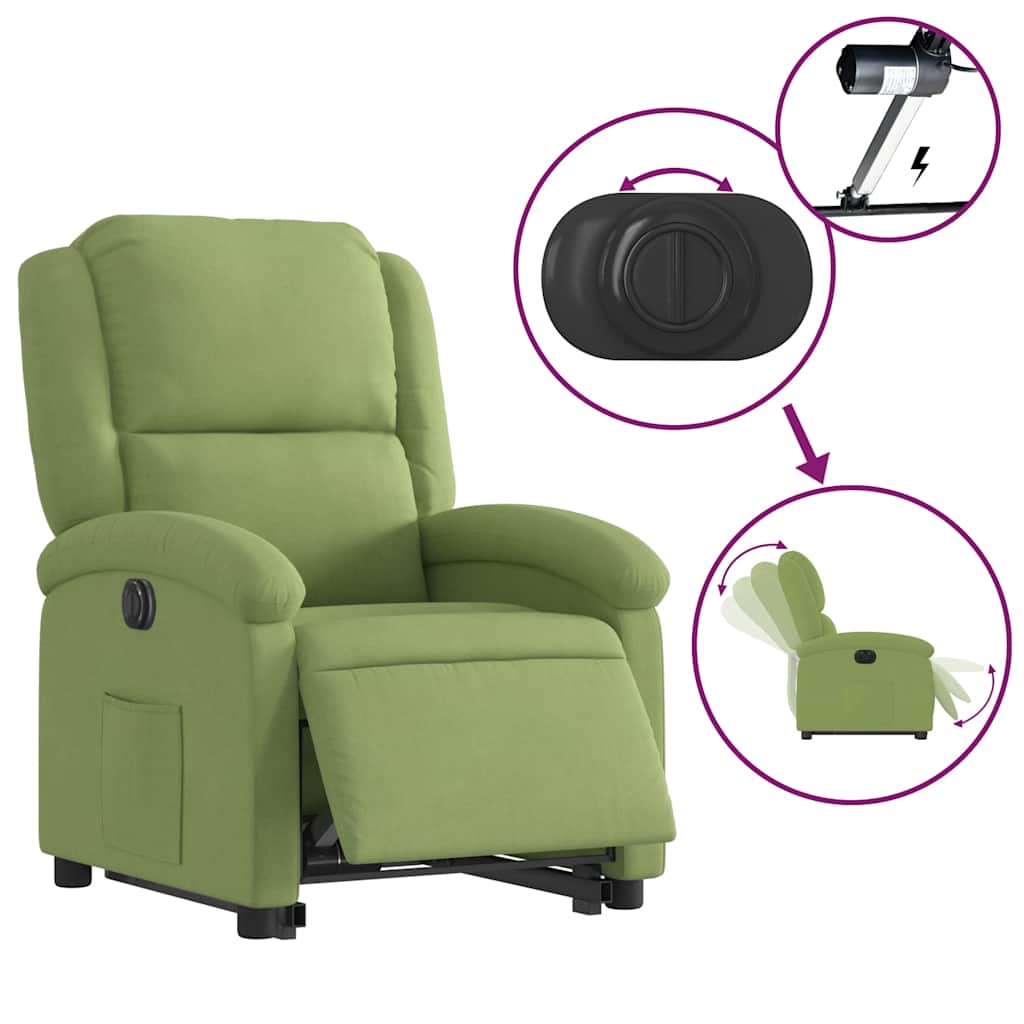 Fauteuil inclinable électrique vert clair velours - XIOS
